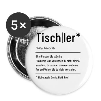 Tischler - Definition - Lexikon - Buttons groß 56 mm (5er Pack) - Weiß - Vorne