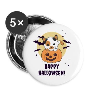 Cat in Pumpkin Cute Cats Happy Halloween - Buttons large 2.2''/56 mm (5-pack) - white - Front