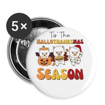 Tis' the Hallothanksmas Season Alpaca - Buttons large 2.2''/56 mm (5-pack) - white - Front