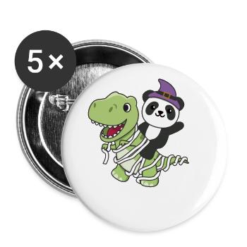 Panda Happy Halloween T-Rex Mummy Costume - Buttons large 2.2''/56 mm (5-pack) - white - Front