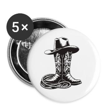 Linedance Linedancing Country Fan - Geschenk - Buttons groß 56 mm (5er Pack) - Weiß - Vorne