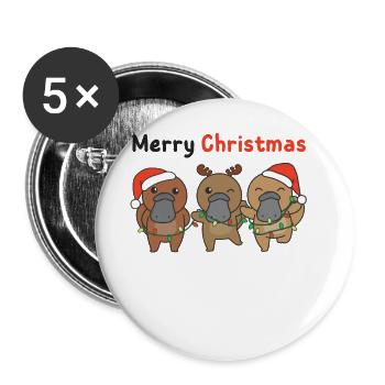 Ornithorynque Noël Hiver Animaux Ornithorynque - Lot de 5 grands badges (56 mm) - blanc - Devant