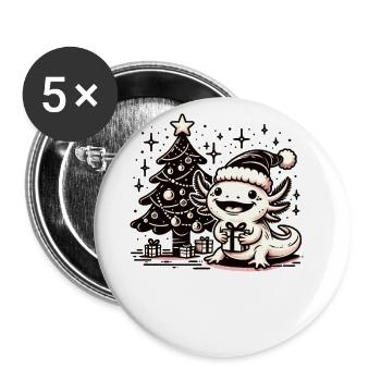 Axolotl Christmas Cute Axolotls Merry Christmas - Buttons large 2.2''/56 mm (5-pack) - white - Front