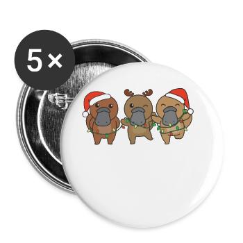 Ornithorynque Noël Hiver Animaux Ornithorynque - Lot de 5 grands badges (56 mm) - blanc - Devant
