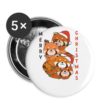 Roter Panda Weihnachtsbaum Weihnachts Tiere - Buttons groß 56 mm (5er Pack) - Weiß - Vorne