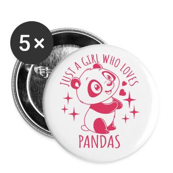 Just a girl who loves pandas - Cartoon - Buttons large 2.2''/56 mm (5-pack) - white - Front