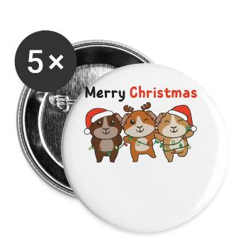 Guinea Pig Christmas Winter Animals - Buttons large 2.2''/56 mm (5-pack) - white - Front
