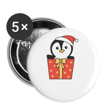 Pingouin Cadeau de Noël Animaux d’hiver - Lot de 5 grands badges (56 mm) - blanc - Devant