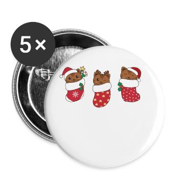 Süße Katzen in Weihnachtssocke zu Weihnachten - Buttons groß 56 mm (5er Pack) - Weiß - Vorne