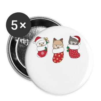 Cute alpacas in Christmas socks for Christmas - Buttons large 2.2''/56 mm (5-pack) - white - Front