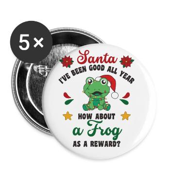 Ich will ein Frosch zu Weihnachten süße Frösche - Buttons groß 56 mm (5er Pack) - Weiß - Vorne