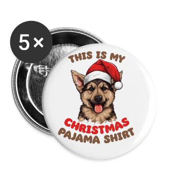 German Shepherd Christmas Pajamas Dogs - Buttons large 2.2''/56 mm (5-pack) - white - Front