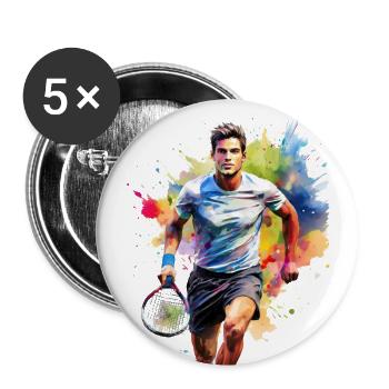 Tennis player playing tennis - Buttons large 2.2''/56 mm (5-pack) - white - Front