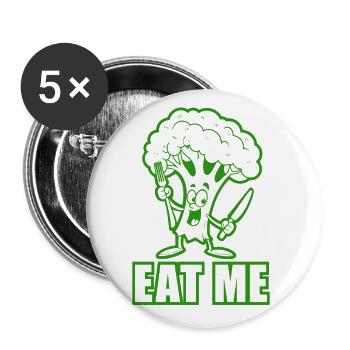 Brocoli - Mange-moi - Légumes, végétalien - Lot de 5 grands badges (56 mm) - blanc - Devant