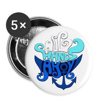 All Hands Ahoy ! Ahoy all on deck sailing aboard - Buttons large 2.2''/56 mm (5-pack) - white - Front