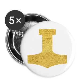 Mjölnir Schutzsymbol Mjölnir Thors Hammer - Buttons groß 56 mm (5er Pack) - Weiß - Vorne
