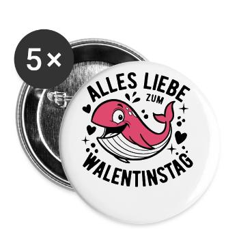 Alles Liebe zum Walentinstag - Valentie Wortspiel - Buttons groß 56 mm (5er Pack) - Weiß - Vorne