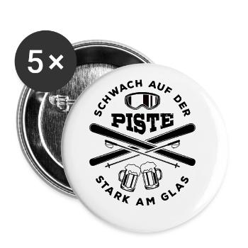 Ski - Schwach auf der Piste, stark am Glas - Buttons groß 56 mm (5er Pack) - Weiß - Vorne