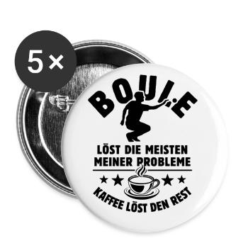 Boule löst meine Probleme - Kaffee Spruch - Buttons groß 56 mm (5er Pack) - Weiß - Vorne