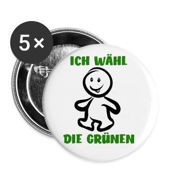 Ich wähl die Grünen - Wähler - Stimme - Buttons groß 56 mm (5er Pack) - Weiß - Vorne