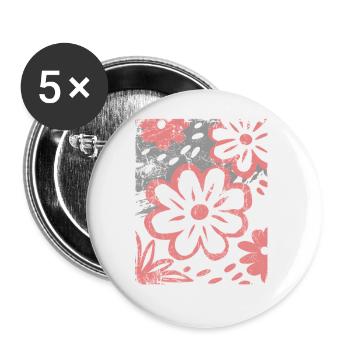 Blumen - Frühling - Sommer - Spruch - Buttons groß 56 mm (5er Pack) - Weiß - Vorne
