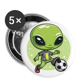 Extraterrestre jouant au football - Lot de 5 grands badges (56 mm) - blanc - Devant