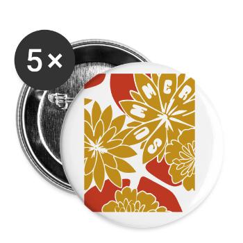 Blumen - Frühling - Blüten - Buttons groß 56 mm (5er Pack) - Weiß - Vorne