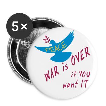 Frieden Taube Ukraine - Buttons groß 56 mm (5er Pack) - Weiß - Vorne