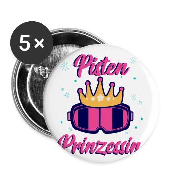 Pisten Prinzessin Apres Ski Party im Skiurlaub - Buttons groß 56 mm (5er Pack) - Weiß - Vorne