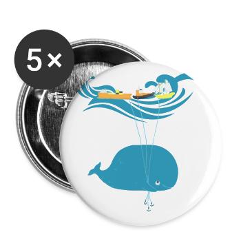 Funny Whale Balloon Sea Ship Kids Gift - Buttons large 2.2''/56 mm (5-pack) - white - Front
