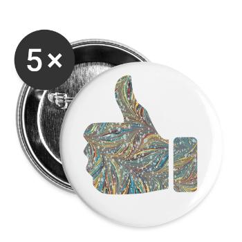 signe de la main comme e 201 - Lot de 5 grands badges (56 mm) - blanc - Devant