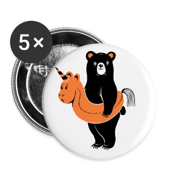 Summer Bear - Buttons large 2.2''/56 mm (5-pack) - white - Front