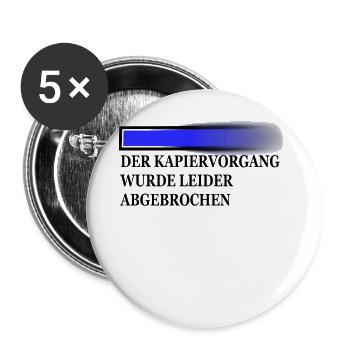 kapiervorgang schwarz - Buttons groß 56 mm (5er Pack) - Weiß - Vorne