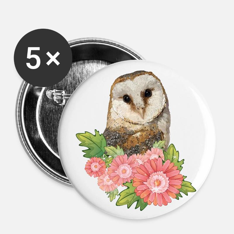 Common owl - Buttons large 2.2''/56 mm (5-pack) - white