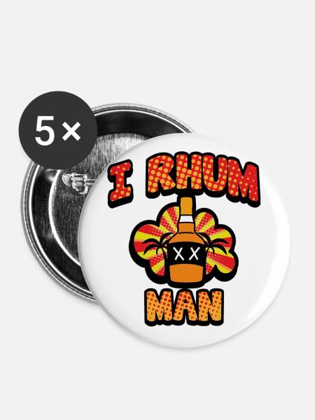 Ich Rum Mann - Buttons groß 56 mm (5er Pack) - Weiß