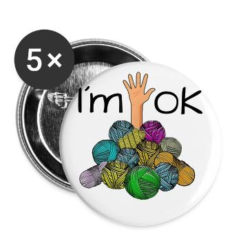 Im Ok Funny Crochet And Knitting Yarn Mess - Buttons groß 56 mm (5er Pack) - Weiß - Vorne