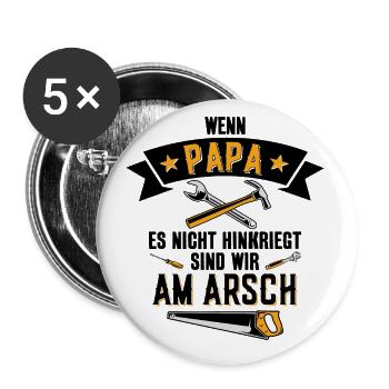 PAPA AM ARSCH REPARIEREN WERKZEUG - Buttons groß 56 mm (5er Pack) - Weiß - Vorne