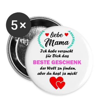 Mama lustig witzig Mutter Geburtstag Geschenk - Buttons groß 56 mm (5er Pack) - Weiß - Vorne