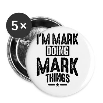 Mens Funny Personalized Name Mark - Buttons large 2.2''/56 mm (5-pack) - white - Front