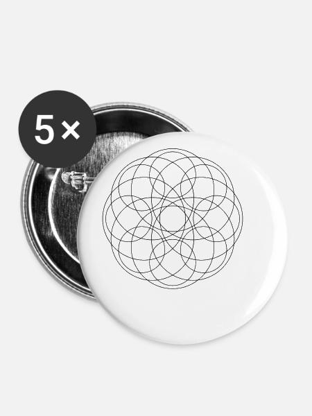 Kreis Mandala - Buttons groß 56 mm (5er Pack) - Weiß