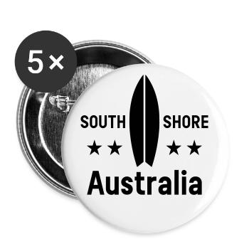 South shore, Australia (surfboard, stars) - Buttons large 2.2''/56 mm (5-pack) - white - Front