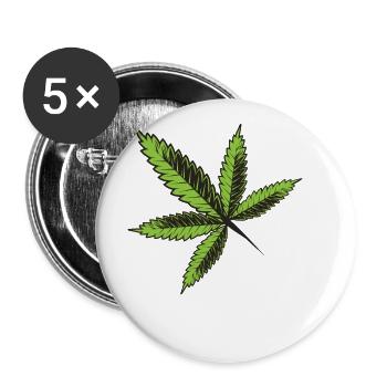 Feuille de cannabis Chanvre - Lot de 5 grands badges (56 mm) - blanc - Devant