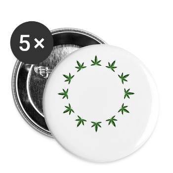 Cannabis Leaf Hemp Circle - Buttons large 2.2''/56 mm (5-pack) - white - Front