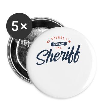 Sheriff Job Beruf Geburtstagsarbeiter - Buttons groß 56 mm (5er Pack) - Weiß - Vorne