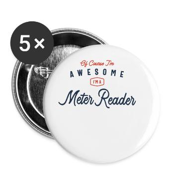 Zählerableser Job Beruf Geburtstagsarbeiter - Buttons groß 56 mm (5er Pack) - Weiß - Vorne