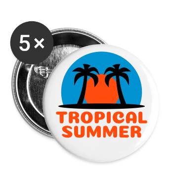 Tropical summer (Sonne, Himmelsgewölbe, Palmen) - Buttons groß 56 mm (5er Pack) - Weiß - Vorne