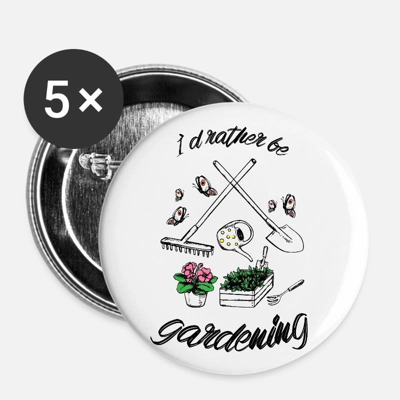 I`d Rather Be Gardening - Buttons large 2.2''/56 mm (5-pack) - white