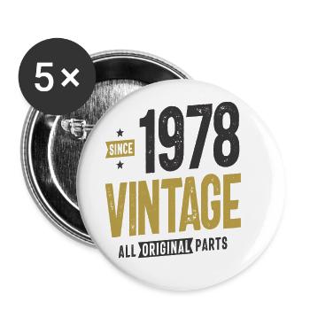 Depuis 1978 Vintage Original Parts - 44ème anniversaire - Lot de 5 grands badges (56 mm) - blanc - Devant