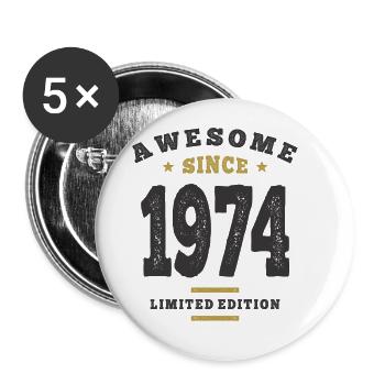 Génial depuis 1974 - 48ème anniversaire Retro Classic - Lot de 5 grands badges (56 mm) - blanc - Devant