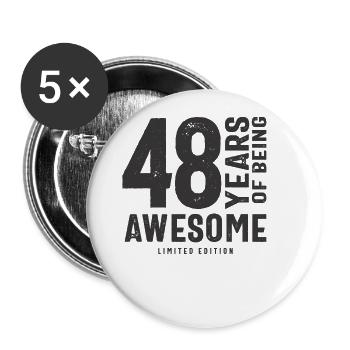 48 Jahre Awesome 48. Geburtstag - Buttons groß 56 mm (5er Pack) - Weiß - Vorne